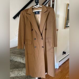 Burberry women’s Tan Double-Breasted Cashmere and Wool blend Coat
